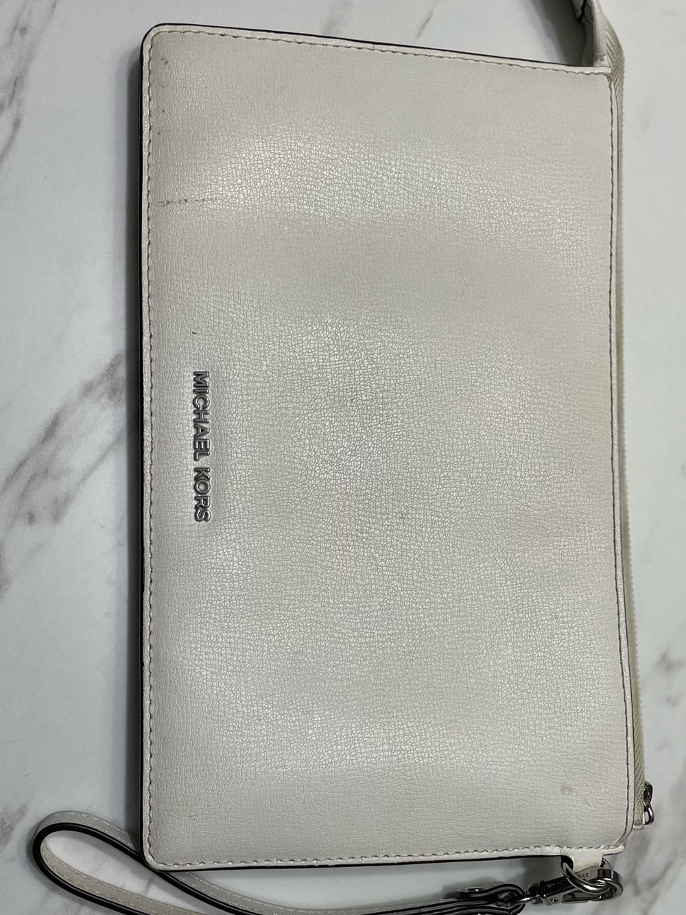 Michael Kors White Leather Wristlet Clutch
